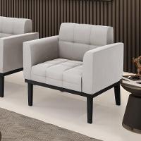 Poltrona Base De Madeira Fixa Preto Elisa Veludo Cinza D03 - D'rossi - 6