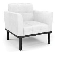 Poltrona Base De Madeira Fixa Preto Elisa Corano D03 - D'rossi Cor Branco - 1