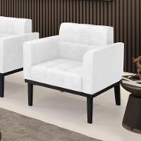 Poltrona Base De Madeira Fixa Preto Elisa Corano D03 - D'rossi Cor Branco - 6