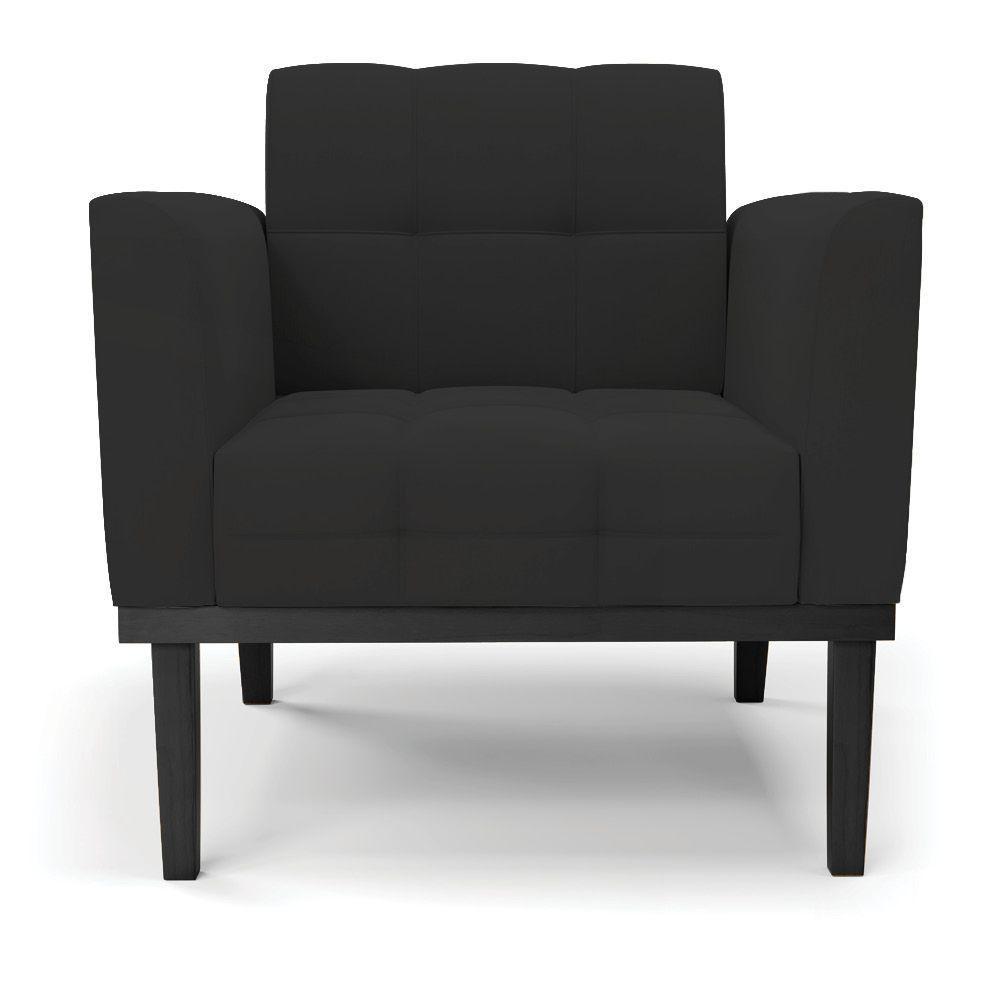 Poltrona Base De Madeira Fixa Preto Kit 2 Elisa Veludo Preto D03 - D'rossi - 5