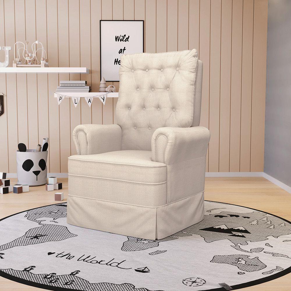 Poltrona De Amamentação Laura Linho Areia Tc183 Base Balanço De Madeira G01 - D'rossi - 6