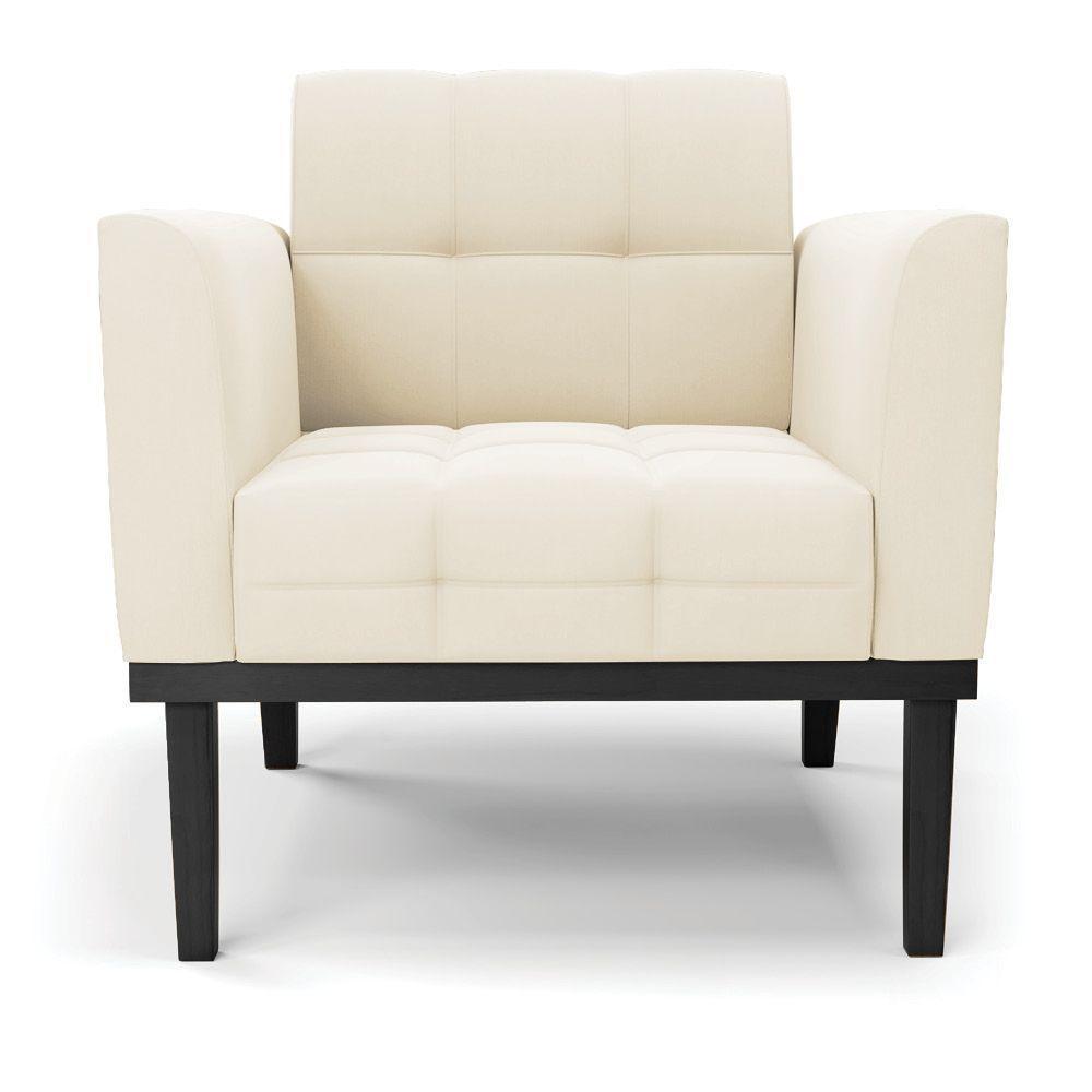 Poltrona Base De Madeira Fixa Preto Kit 2 Elisa Veludo Bege D03 - D'rossi - 5