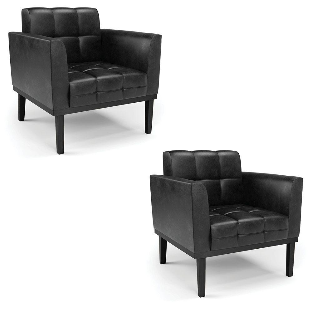 Poltrona Base De Madeira Fixa Preto Kit 2 Elisa Corano Preto D03 - D'rossi - 1