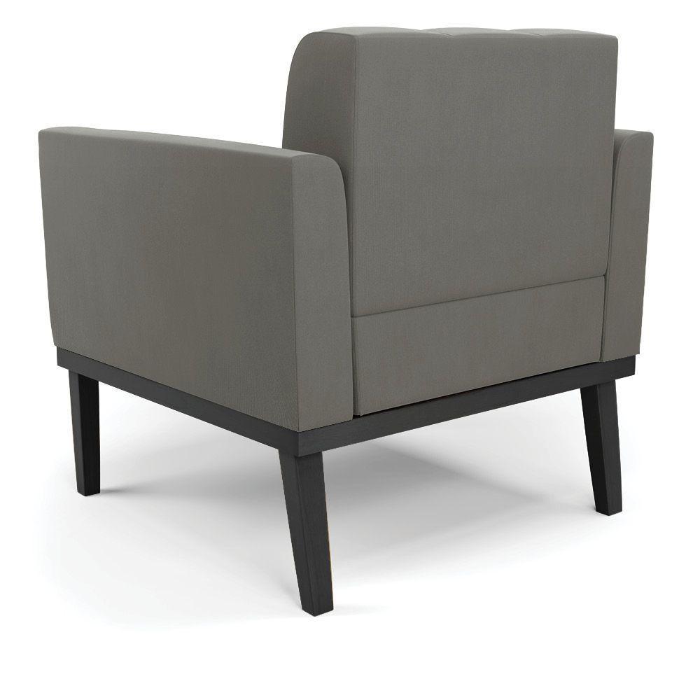 Poltrona Base De Madeira Fixa Preto Elisa Suede Grafite D03 - D'rossi - 3