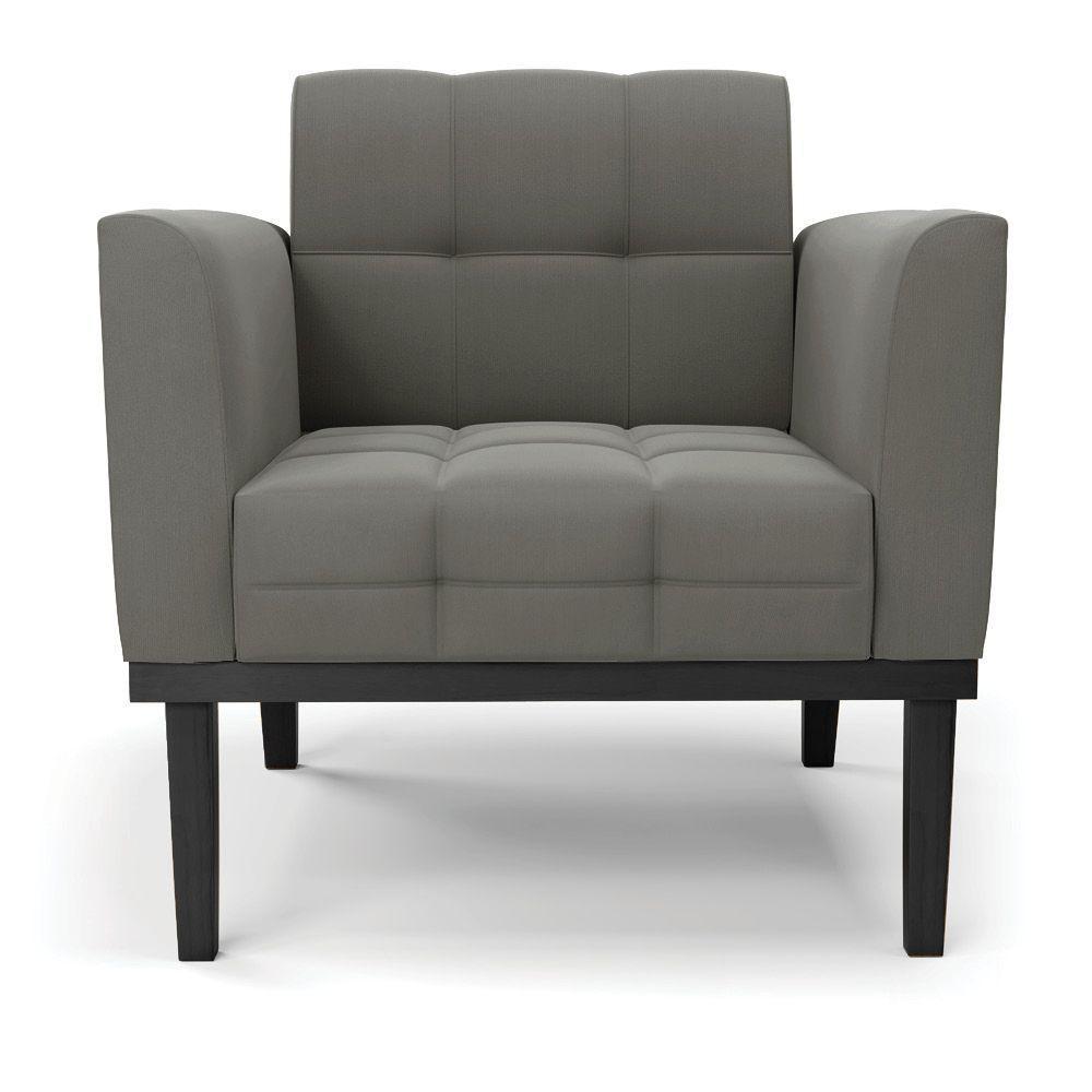 Poltrona Base De Madeira Fixa Preto Elisa Suede Grafite D03 - D'rossi - 5