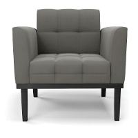 Poltrona Base De Madeira Fixa Preto Elisa Suede Grafite D03 - D'rossi - 5