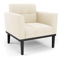 Poltrona Base De Madeira Fixa Preto Elisa Veludo Bege D03 - D'rossi - 1