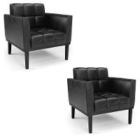 Poltrona Base De Madeira Fixa Preto Kit 2 Elisa Corano D03 - D'rossi Cor Preto - 1