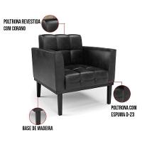 Poltrona Base De Madeira Fixa Preto Kit 2 Elisa Corano D03 - D'rossi Cor Preto - 2