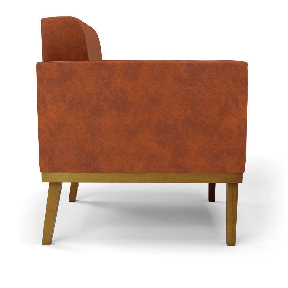 Poltrona Base De Madeira Fixa Castanho Elisa Corano D03 - D'rossi Cor Nozes - 7