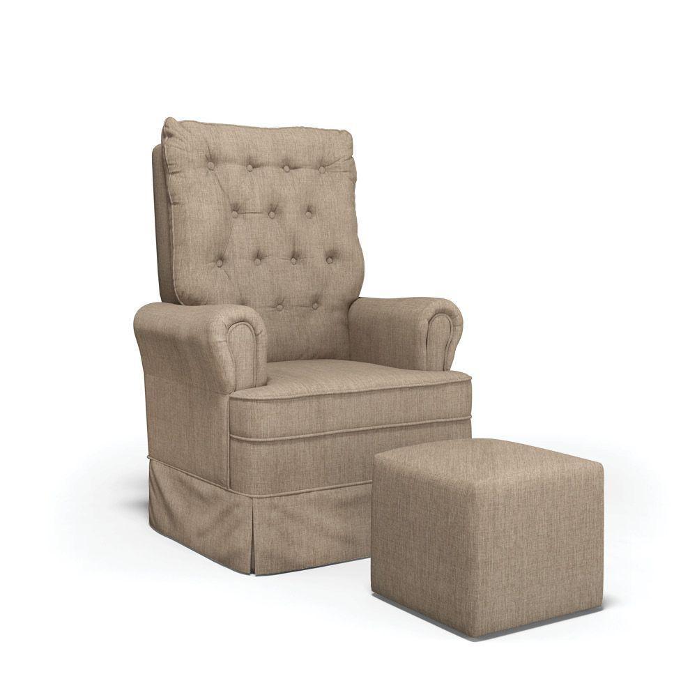 Poltrona De Amamentação Balanço E Puff Laura Base Madeira Linho Bege Tb193 G01 - D'rossi - 1