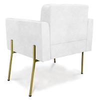 Poltrona Pé De Ferro Dourado Para Sala Kit 2 Elisa Corano D03 - D'rossi Cor Branco