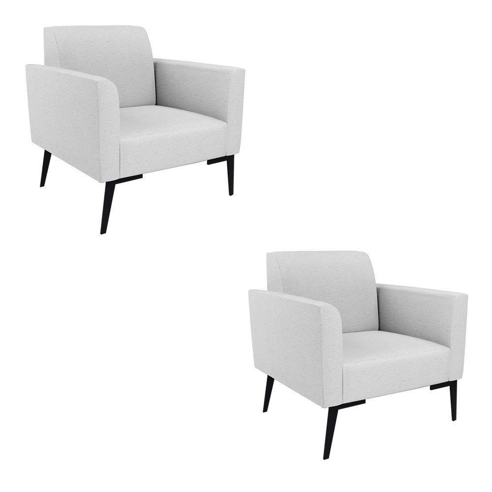 Kit 2 Poltronas Pés Villach Marisa Linho Cinza A05 D03 - D'rossi - 1