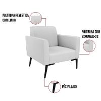 Kit 2 Poltronas Pés Villach Marisa Linho Cinza A05 D03 - D'rossi - 3