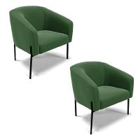 Poltrona Pé De Ferro Preto Kit 2 Stella Suede Verde D03 - D'rossi - 1