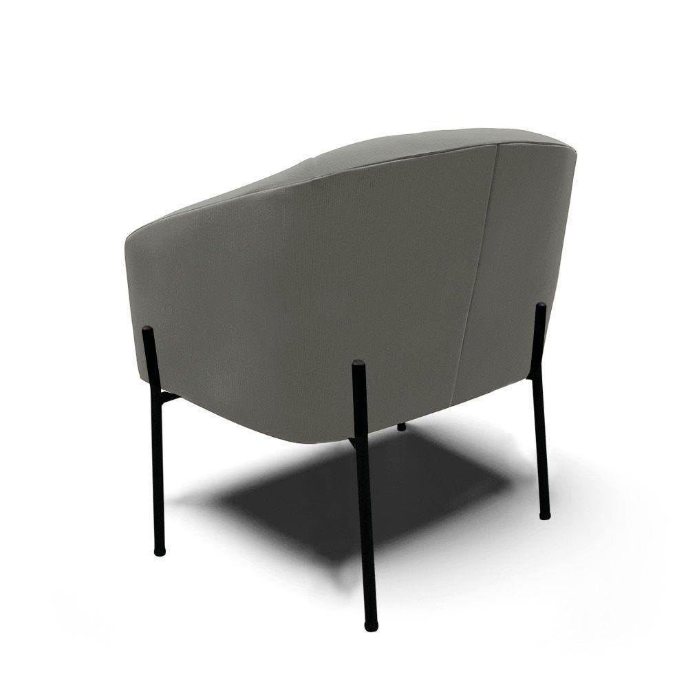 Poltrona Pé De Ferro Preto Sala De Estar Stella Suede Grafite D03 - D'rossi - 4