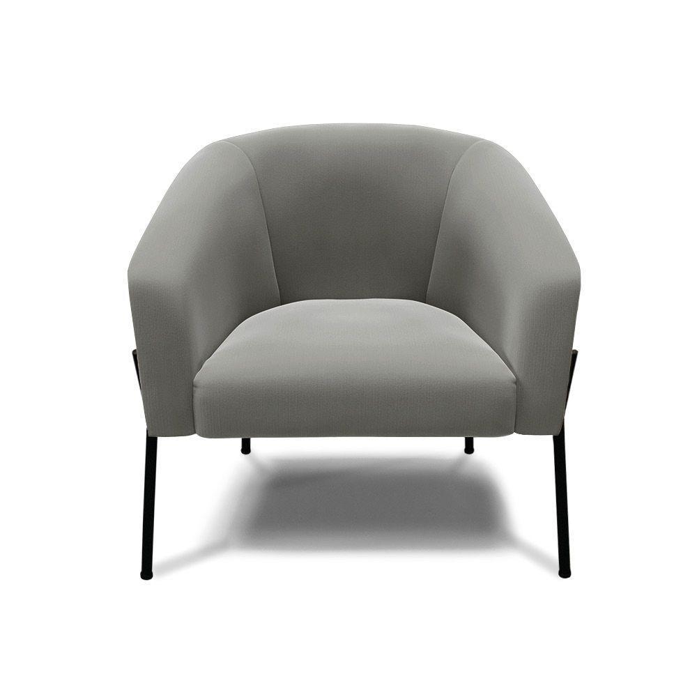 Poltrona Pé De Ferro Preto Sala De Estar Stella Suede Grafite D03 - D'rossi - 6