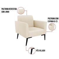 Poltrona Pés Villach Marisa Linho Bege A19 D03 - D'rossi - 3
