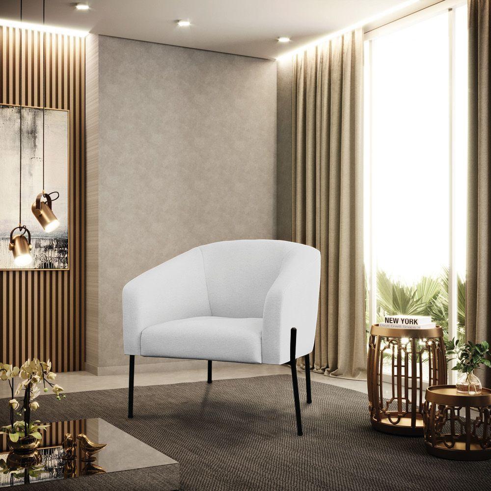 Poltrona Pé De Ferro Preto Sala De Estar Stella Linho Cinza A05 D03 - D'rossi - 6