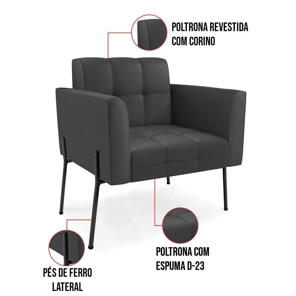 Poltrona Pé De Ferro Preto Para Sala Kit 2 Elisa Corino D03 - D'rossi Cor Preto - 3