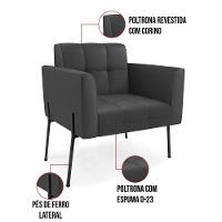 Poltrona Pé De Ferro Preto Para Sala Kit 2 Elisa Corino D03 - D'rossi Cor Preto - 3