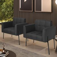 Poltrona Pé De Ferro Preto Para Sala Kit 2 Elisa Corino D03 - D'rossi Cor Preto