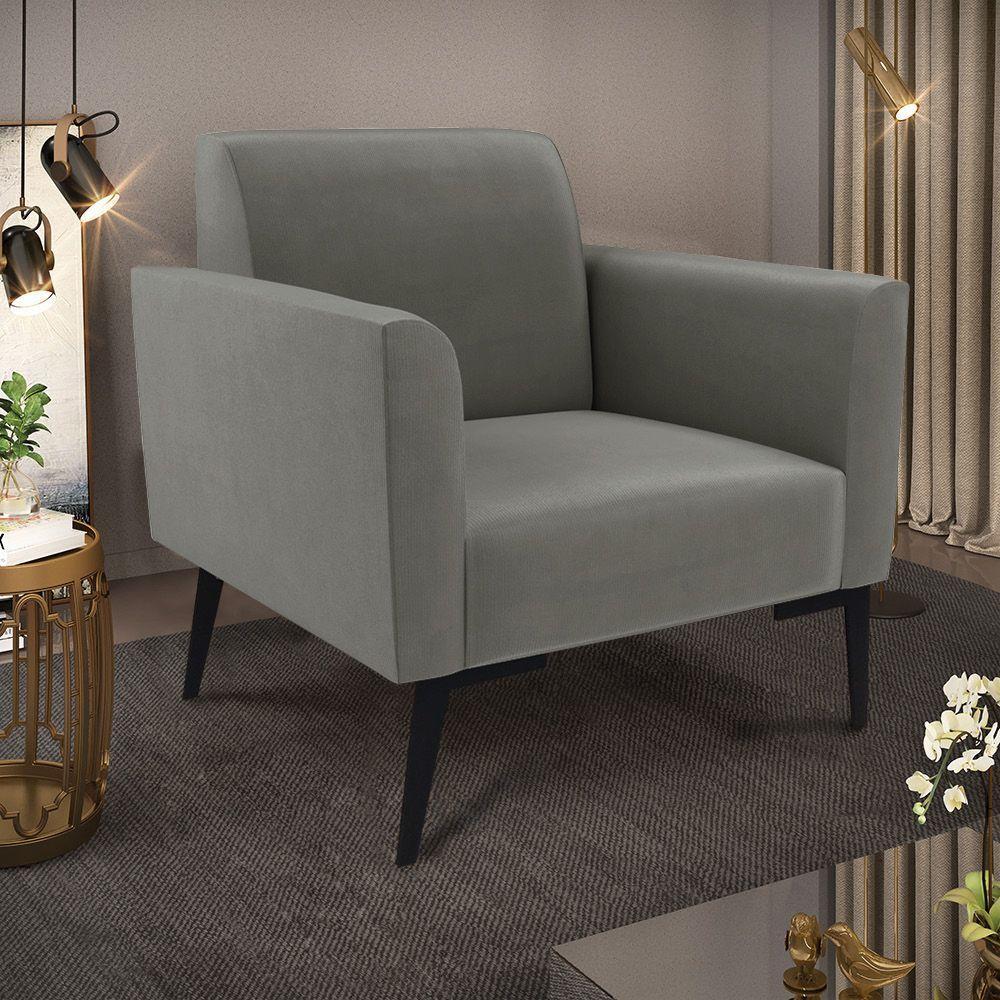 Kit 2 Poltronas Pés Villach Marisa Suede Grafite D03 - D'rossi - 6