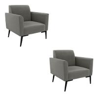 Kit 2 Poltronas Pés Villach Marisa Suede Grafite D03 - D'rossi - 1