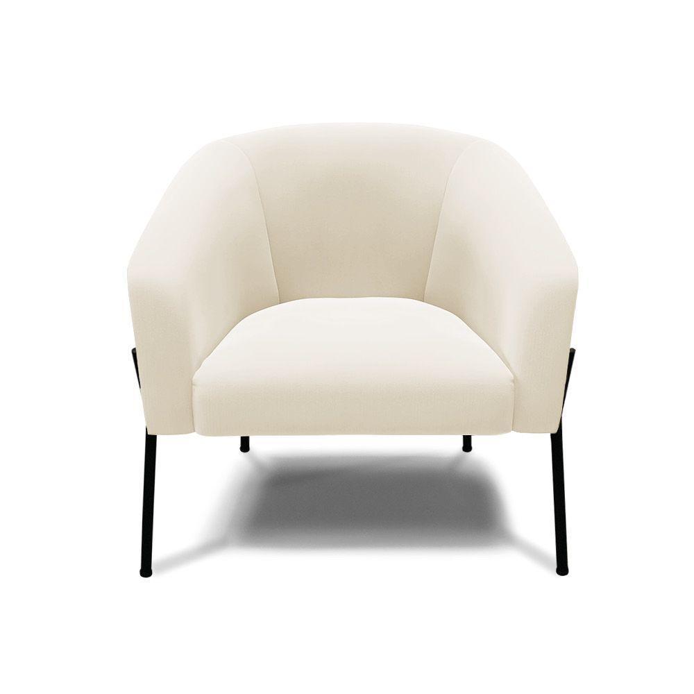 Poltrona Pé De Ferro Preto Kit 2 Stella Veludo Bege D03 - D'rossi - 5