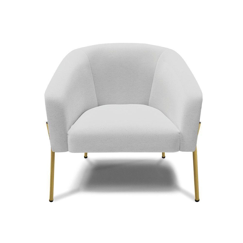 Poltrona Pé De Ferro Dourado Kit 2 Stella Linho Cinza A05 D03 - D'rossi - 5