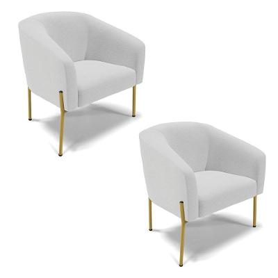 Poltrona Kit 2 Stella Linho Cinza Dourado D'Rossi