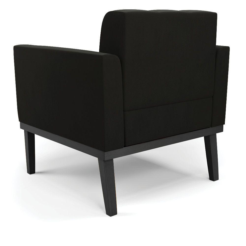 Poltrona Base De Madeira Fixa Preto Kit 2 Elisa Suede Preto D03 - D'rossi - 3