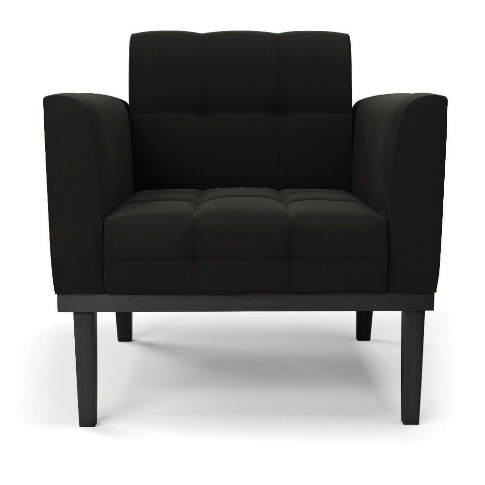 Poltrona Base De Madeira Fixa Preto Kit 2 Elisa Suede Preto D03 - D'rossi - 5