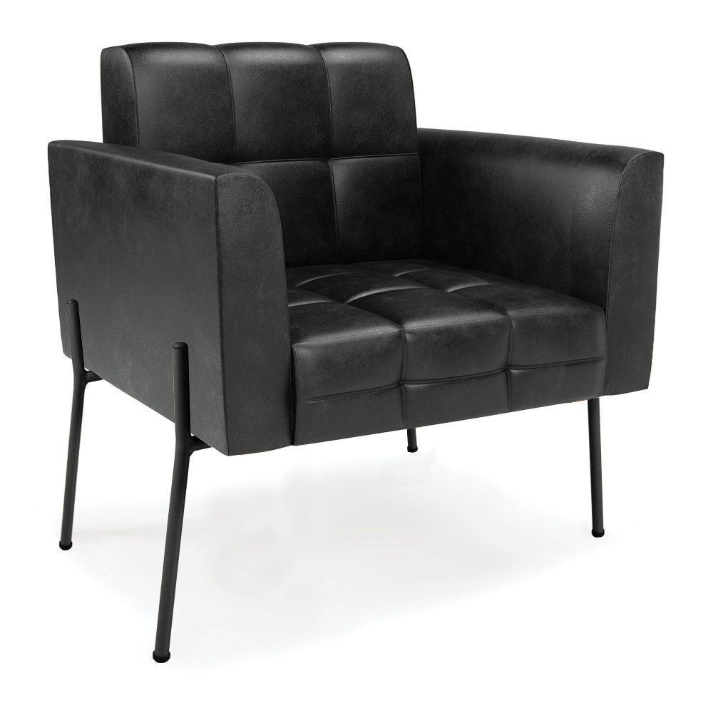 Poltrona Pé De Ferro Preto Para Sala Elisa Corano D03 - D'rossi Cor Preto - 1