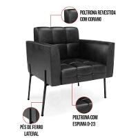 Poltrona Pé De Ferro Preto Para Sala Elisa Corano D03 - D'rossi Cor Preto - 3