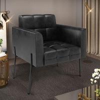 Poltrona Pé De Ferro Preto Para Sala Elisa Corano D03 - D'rossi Cor Preto - 6