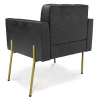 Poltrona Pé De Ferro Dourado Para Sala Kit 2 Elisa Corano D03 - D'rossi Cor Preto