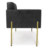 Poltrona Pé De Ferro Dourado Para Sala Kit 2 Elisa Corano D03 - D'rossi Cor Preto - 5