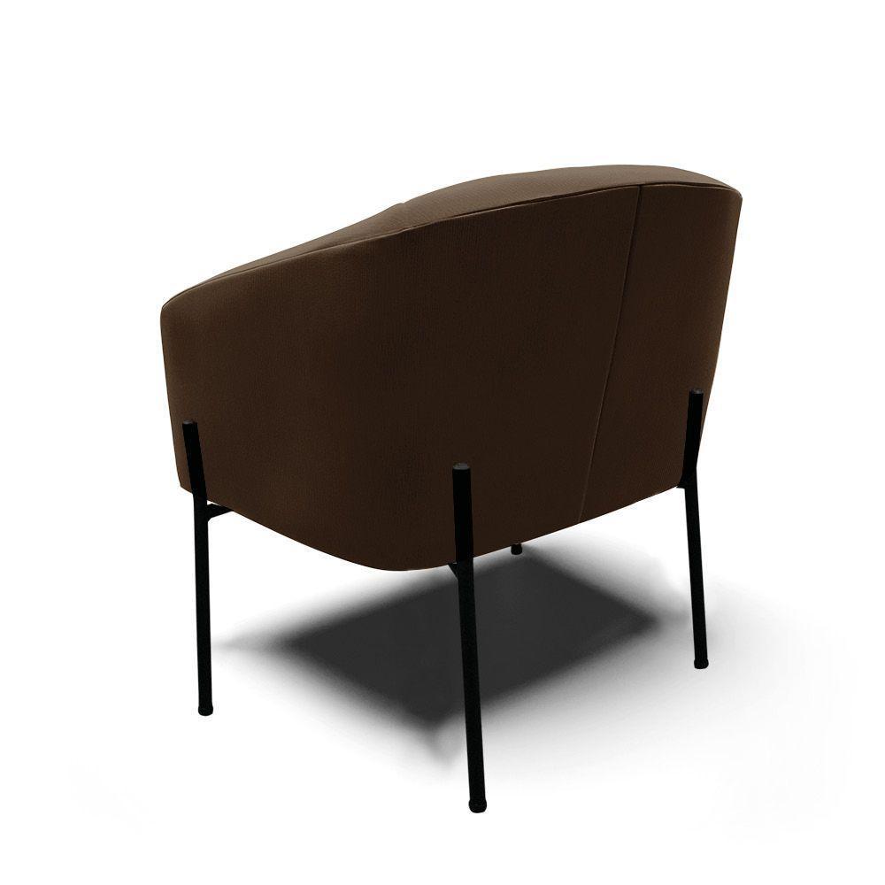 Poltrona Pé De Ferro Preto Kit 2 Stella Suede D03 - D'rossi Cor Marrom - 2