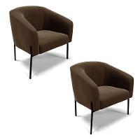 Poltrona Pé De Ferro Preto Kit 2 Stella Suede D03 - D'rossi Cor Marrom - 1