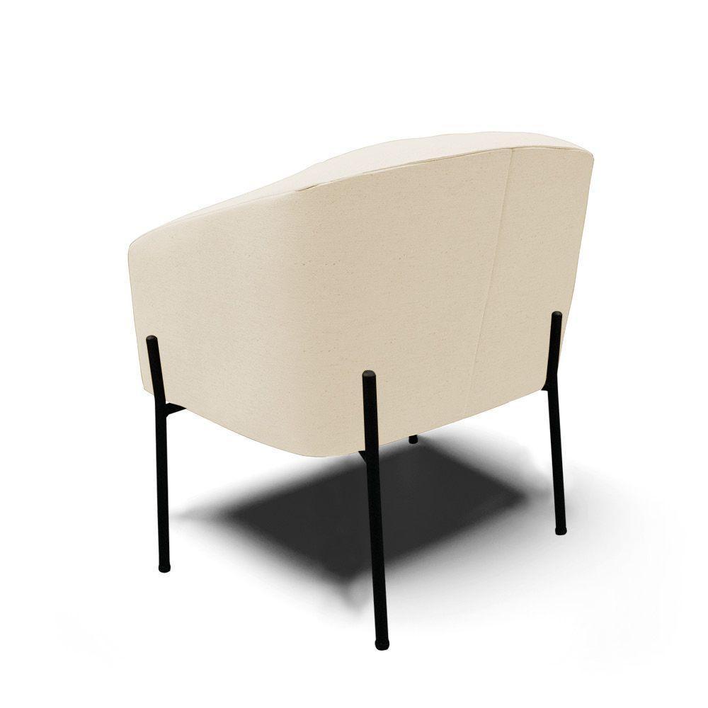 Poltrona Pé De Ferro Preto Kit 2 Stella Linho D03 - D'rossi Cor A19 Bege - 4