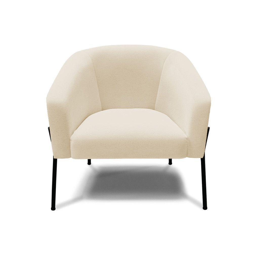 Poltrona Pé De Ferro Preto Kit 2 Stella Linho D03 - D'rossi Cor A19 Bege - 5