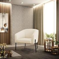 Poltrona Pé De Ferro Preto Kit 2 Stella Linho D03 - D'rossi Cor A19 Bege - 6