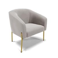 Poltrona Pé De Ferro Dourado Sala De Estar Stella Veludo D03 - D'rossi Cor Cinza - 1