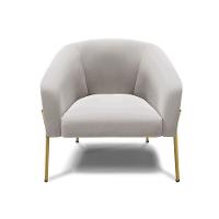 Poltrona Pé De Ferro Dourado Sala De Estar Stella Veludo D03 - D'rossi Cor Cinza - 5