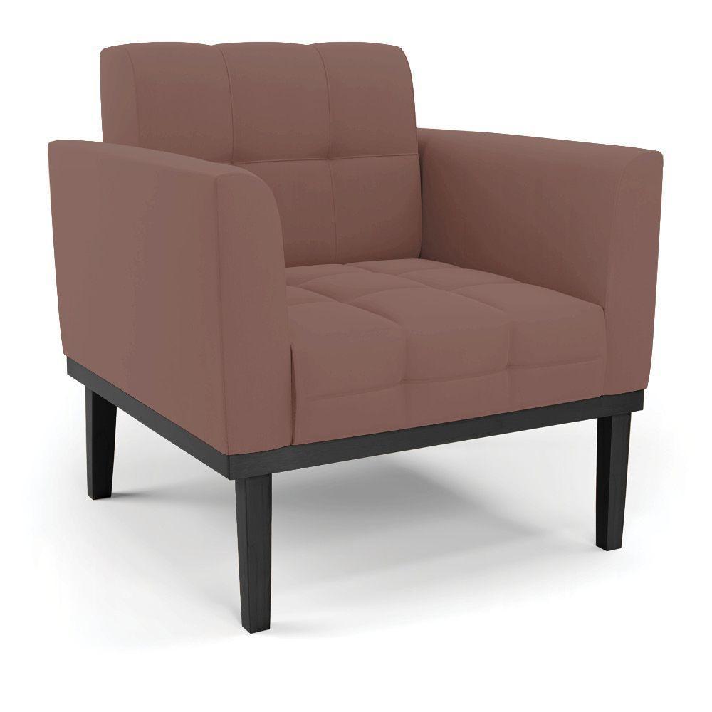 Poltrona Base De Madeira Fixa Preto Elisa Veludo D03 - D'rossi Cor Rose - 1