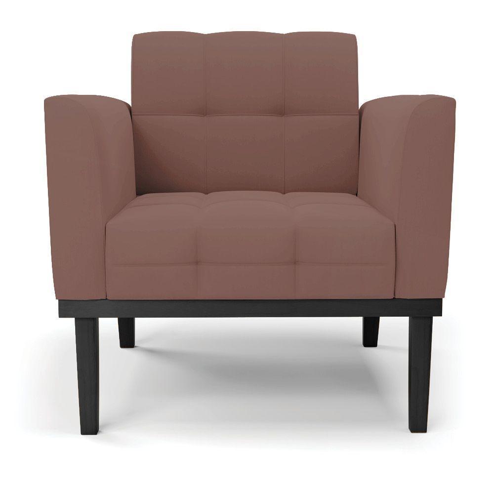 Poltrona Base De Madeira Fixa Preto Elisa Veludo D03 - D'rossi Cor Rose - 7