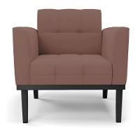 Poltrona Base De Madeira Fixa Preto Elisa Veludo D03 - D'rossi Cor Rose - 7