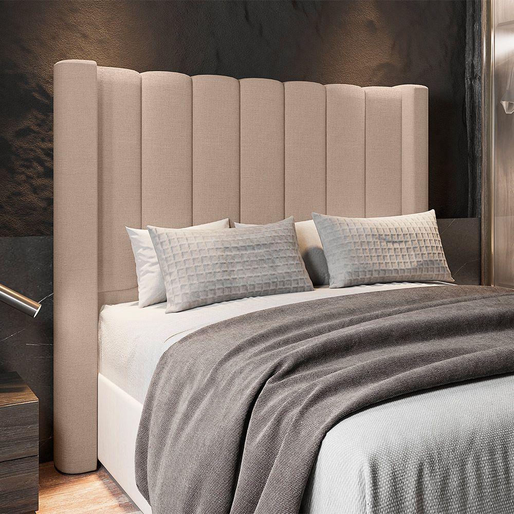 Cabeceira Para Cama Box Solteiro 90 Cm Rania Linho Bege I02 - D'rossi - 5