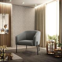 Poltrona Pé De Ferro Preto Sala De Estar Stella Suede D03 - D'rossi Cor Grafite - 6